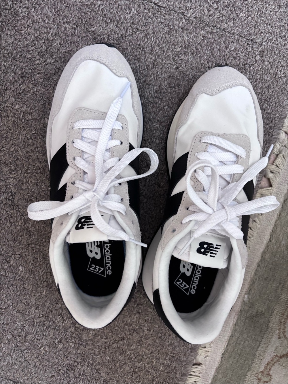 New Balance White Black Low-Profile Sneakers
